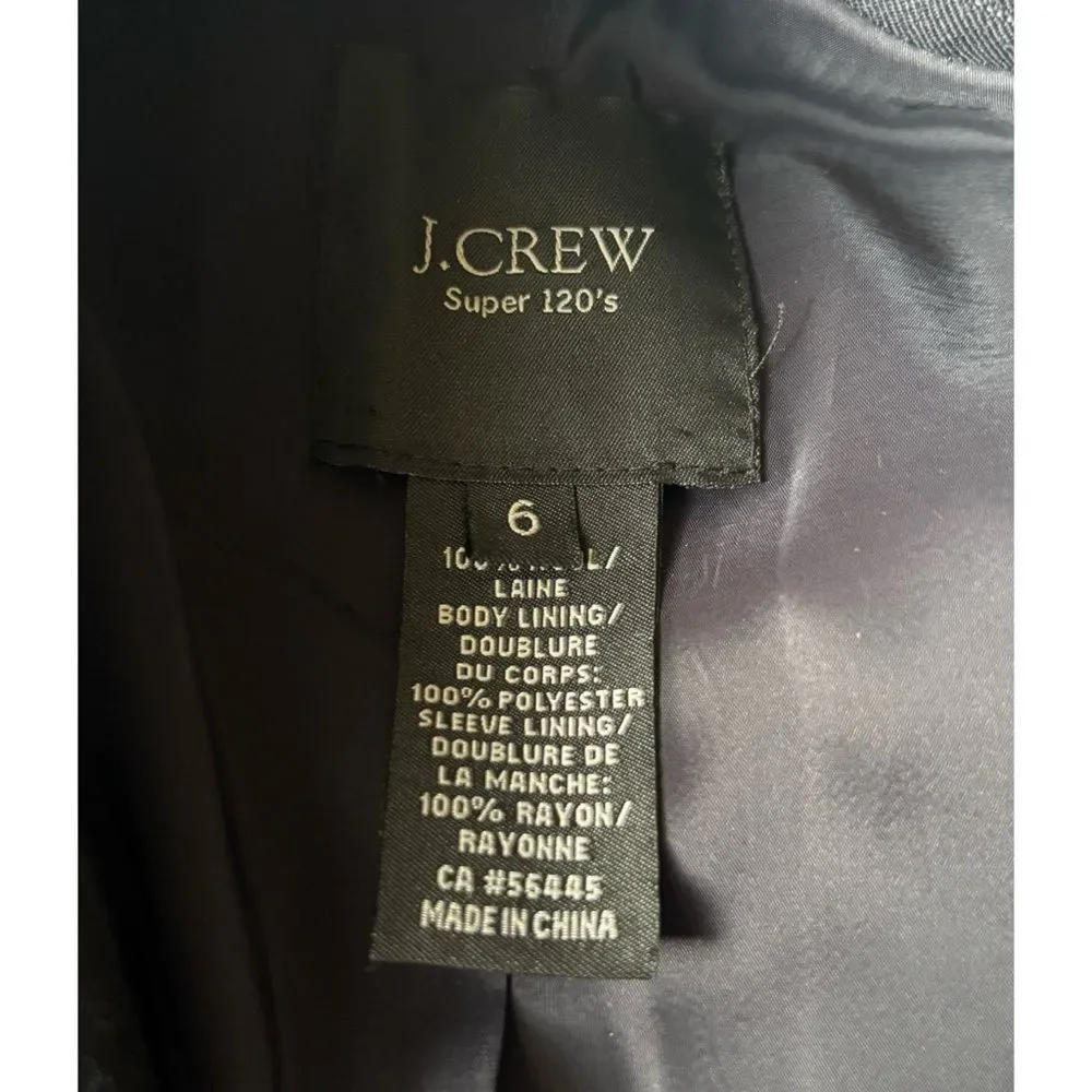 J.Crew Blazer Super 120's Wool Pin Stripe Jacket Top in Navy Size 6 ~ Excellent